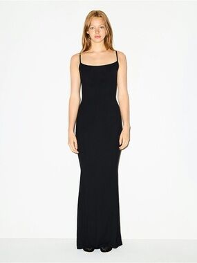 SKIMS Long Slip Dress in Black